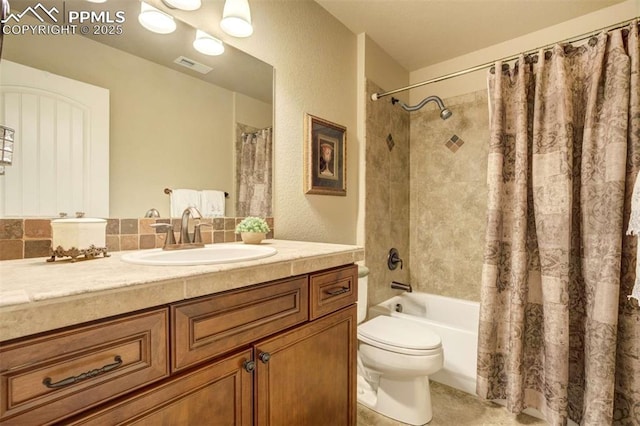 8396 Snow Cap Vw, Colorado Springs, CO 80920 - full bath featuring vanity, toilet, and shower / bath combination with curtain