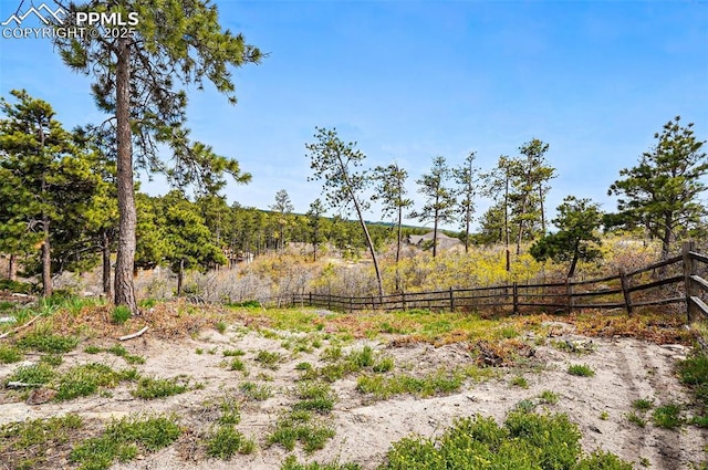 view of yard with fence and a view of rural / pastoral area