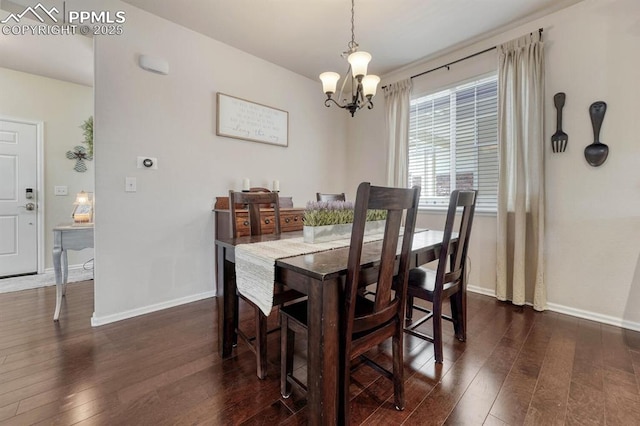 3793 Cadence Dr, Castle Rock, CO 80109 - dining area featuring dark wood-style flooring and a chandelier