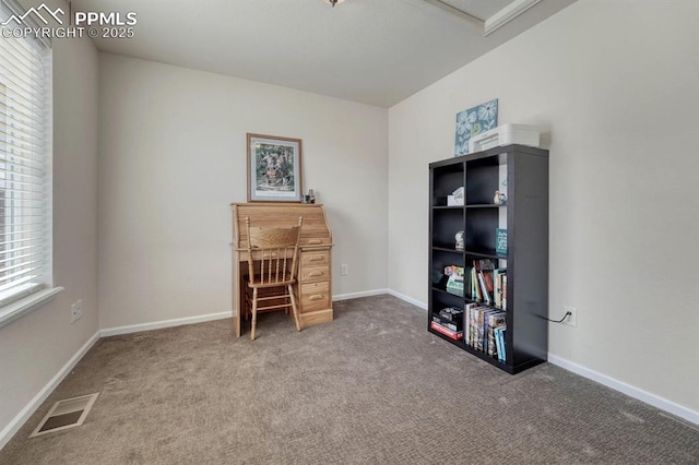 3793 Cadence Dr, Castle Rock, CO 80109 - carpeted office space with baseboards and attic access