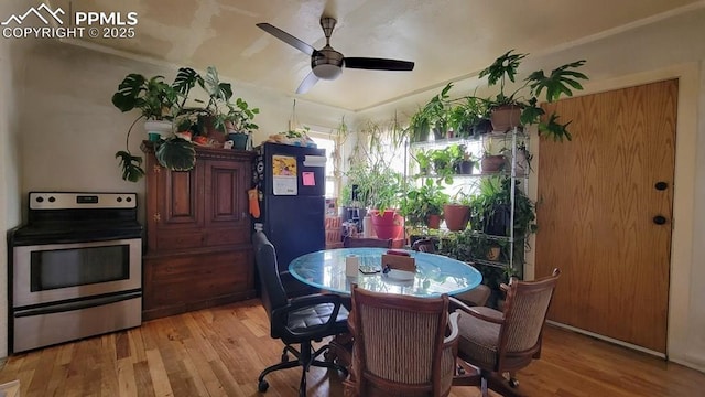 2733 5th Ave, Pueblo, CO 81003 - dining room featuring light wood-style flooring and a ceiling fan