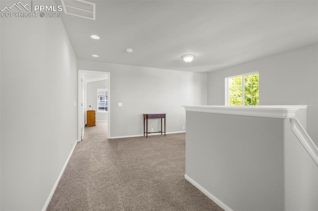 8147 Elk River Vw, Fountain, CO 80817 - corridor with carpet, baseboards, an upstairs landing, and recessed lighting