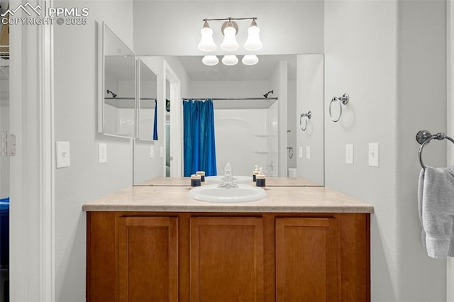 8147 Elk River Vw, Fountain, CO 80817 - bathroom featuring vanity and a shower with shower curtain