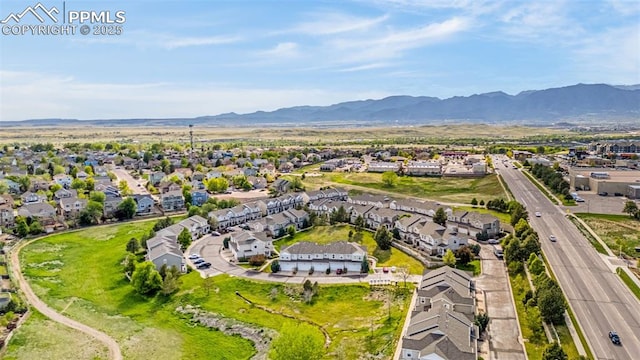 8147 Elk River Vw, Fountain, CO 80817 - aerial perspective of suburban area with a mountain backdrop