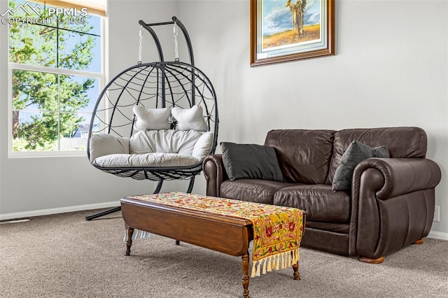 8147 Elk River Vw, Fountain, CO 80817 - living area with carpet floors, baseboards, and healthy amount of natural light
