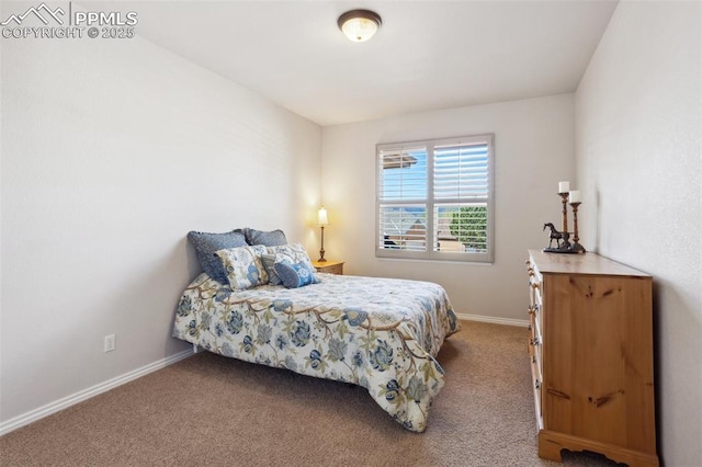 bedroom with carpet and baseboards