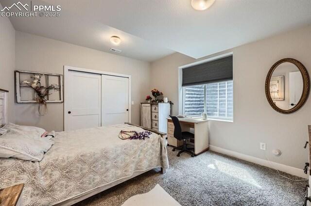 10394 Beckham St, Peyton, CO 80831 - carpeted bedroom featuring baseboards, a closet, and an office area