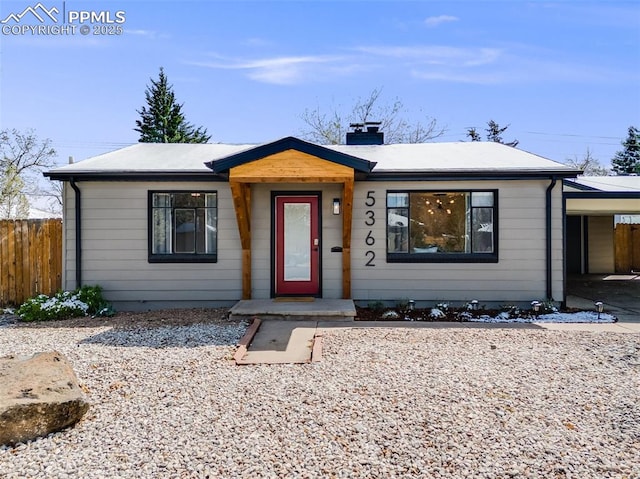 5362 S Cedar St, Littleton, CO 80120 - ranch-style home with a chimney and a carport