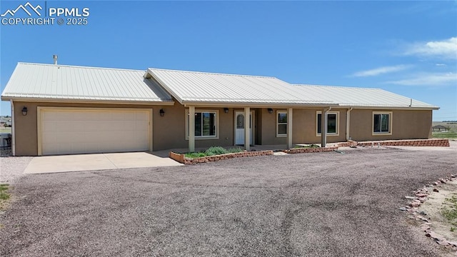 14870 Reiner Ct, Peyton, CO 80831 - ranch-style home with stucco siding, a garage, and driveway