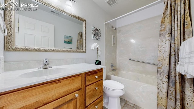 14870 Reiner Ct, Peyton, CO 80831 - full bathroom featuring vanity, shower / bathtub combination with curtain, and toilet