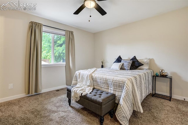 3905 Allgood Dr, Colorado Springs, CO 80911 - bedroom with carpet flooring, baseboards, and ceiling fan