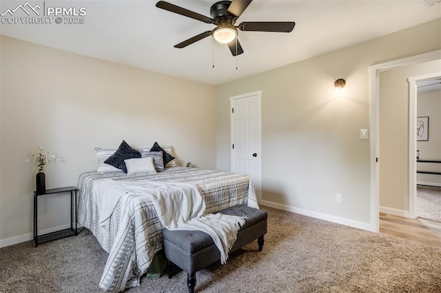 3905 Allgood Dr, Colorado Springs, CO 80911 - bedroom with carpet flooring, baseboards, and ceiling fan