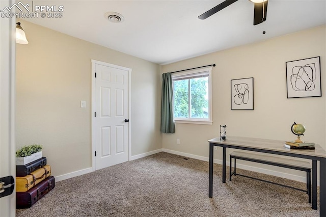 3905 Allgood Dr, Colorado Springs, CO 80911 - office with a ceiling fan, carpet, and baseboards
