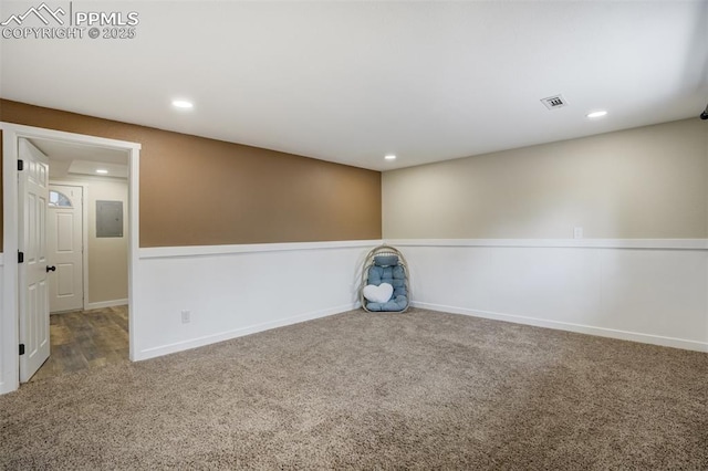 3905 Allgood Dr, Colorado Springs, CO 80911 - spare room with carpet, recessed lighting, baseboards, and electric panel
