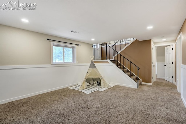 3905 Allgood Dr, Colorado Springs, CO 80911 - recreation room with carpet flooring, recessed lighting, and baseboards