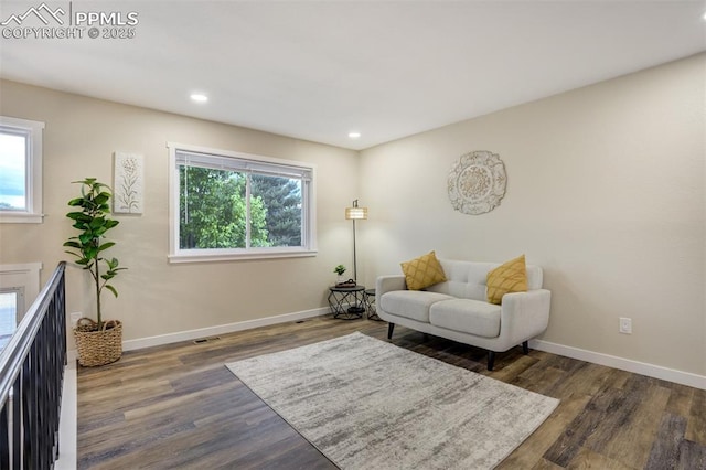 3905 Allgood Dr, Colorado Springs, CO 80911 - living area featuring baseboards, wood finished floors, and recessed lighting