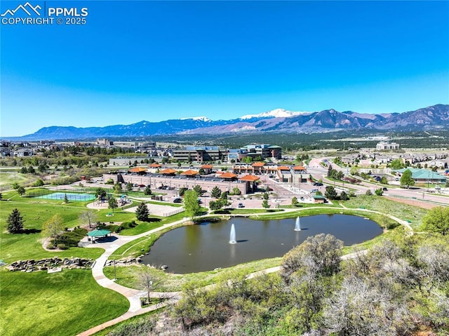 1264 Castle Hills Pl, Colorado Springs, CO 80921 - drone / aerial view of a water and mountain view