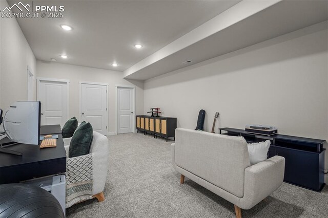 7907 Tremble Pt, Colorado Springs, CO 80908 - carpeted office space featuring recessed lighting and baseboards
