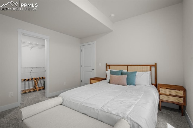 7907 Tremble Pt, Colorado Springs, CO 80908 - carpeted bedroom with a walk in closet, baseboards, and a closet
