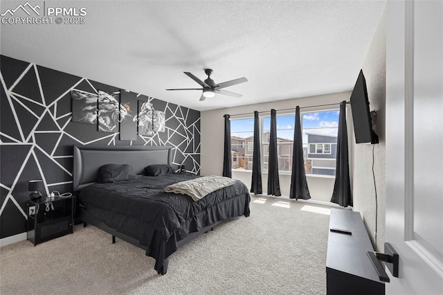 11456 Sanderling St, Colorado Springs, CO 80925 - carpeted bedroom with a textured ceiling and a ceiling fan