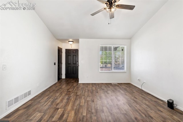 5048 Pathfinder Dr, Colorado Springs, CO 80911 - unfurnished room featuring ceiling fan, dark wood-style floors, and baseboards