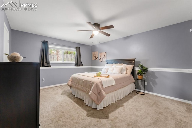 445 Wintery Cir, Colorado Springs, CO 80919 - bedroom featuring carpet, baseboards, and ceiling fan
