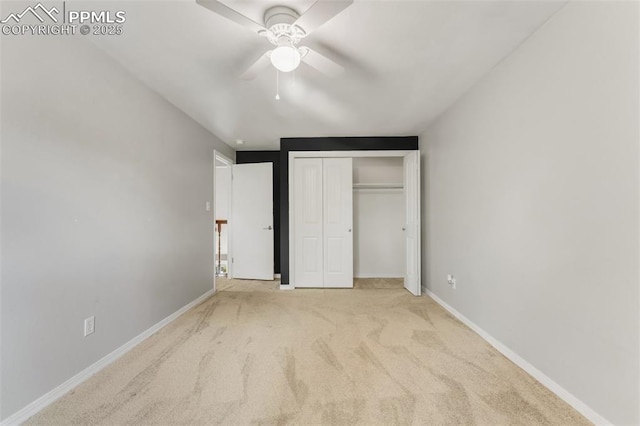 445 Wintery Cir, Colorado Springs, CO 80919 - unfurnished bedroom with carpet, baseboards, a closet, and a ceiling fan