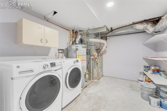 445 Wintery Cir, Colorado Springs, CO 80919 - laundry room with washing machine and dryer, cabinet space, and water heater