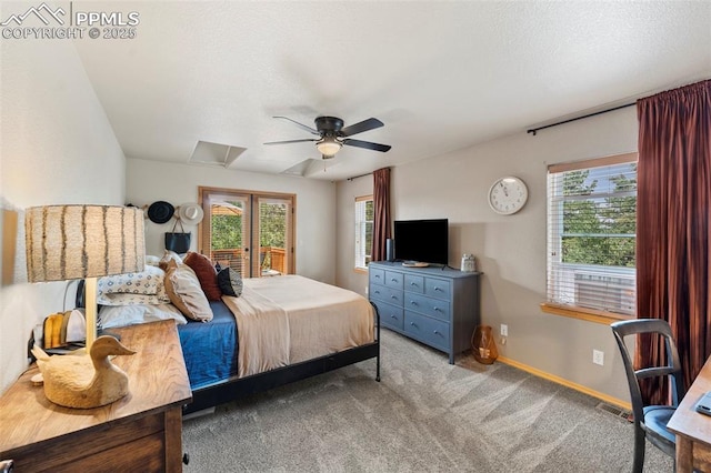 921 Cottonwood Lake Dr, Divide, CO 80814 - bedroom featuring carpet flooring, ceiling fan, and baseboards
