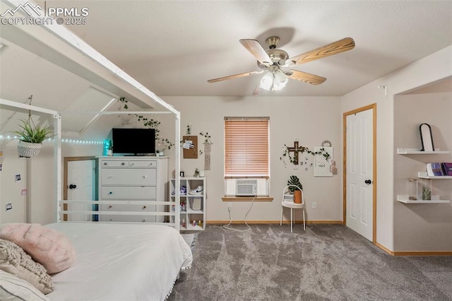 921 Cottonwood Lake Dr, Divide, CO 80814 - bedroom with carpet, baseboards, cooling unit, and ceiling fan