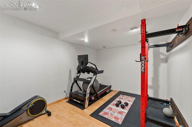 921 Cottonwood Lake Dr, Divide, CO 80814 - exercise area featuring wood finished floors
