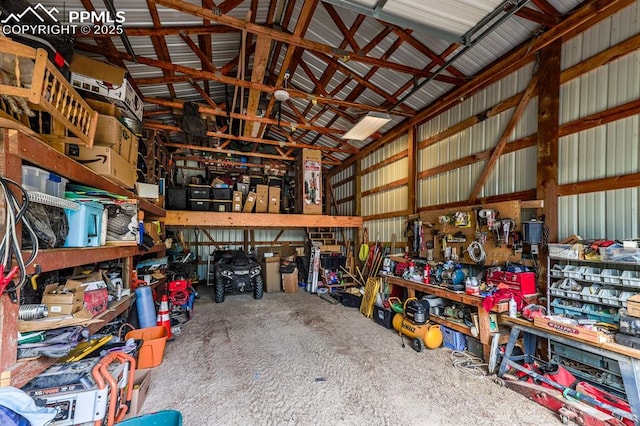2760 Evergreen Rd, Colorado Springs, CO 80921 - garage with a workshop area and metal wall