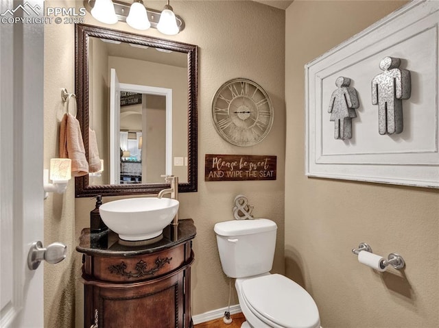 bathroom with toilet and vanity