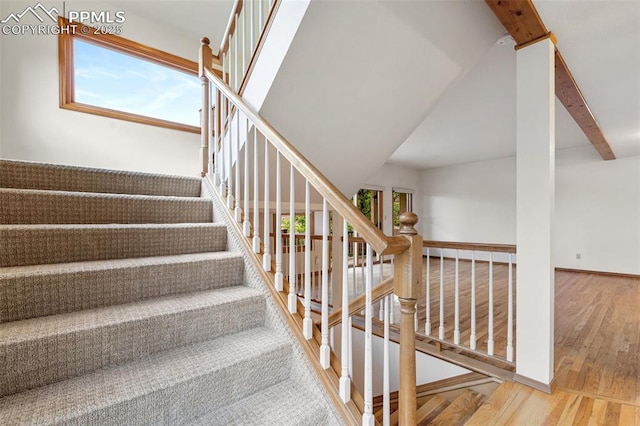 1433 Ledge Rock Ter, Colorado Springs, CO 80919 - staircase featuring wood finished floors, healthy amount of natural light, and baseboards