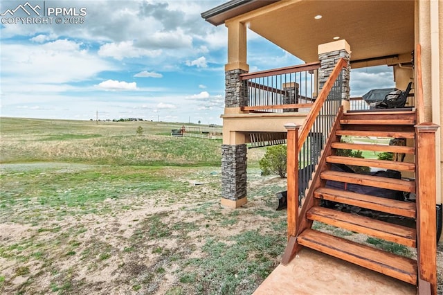 12250 Smoke Bluffs Rd, Peyton, CO 80831 - view of yard featuring stairs and a wooden deck