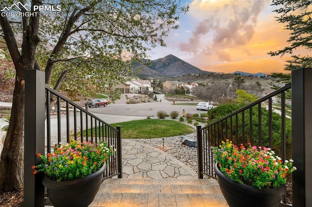 8005 Hedgewood Way, Colorado Springs, CO 80919 - gate with a mountain view and stairway