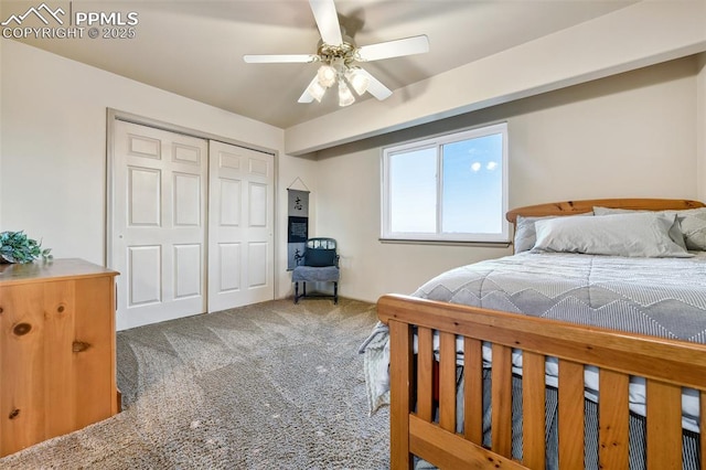 8005 Hedgewood Way, Colorado Springs, CO 80919 - bedroom featuring carpet floors, a closet, and ceiling fan