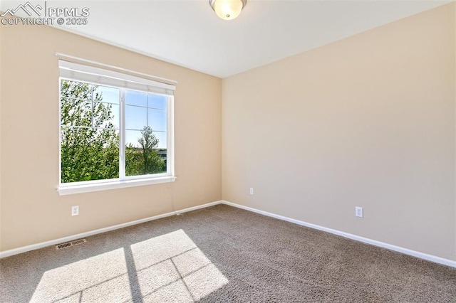 carpeted empty room featuring baseboards