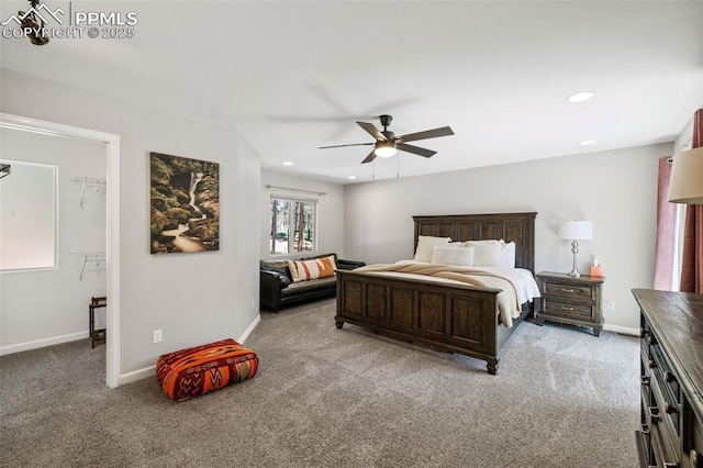 6940 Franciville Rd, Colorado Springs, CO 80908 - bedroom with carpet floors, baseboards, ceiling fan, and recessed lighting