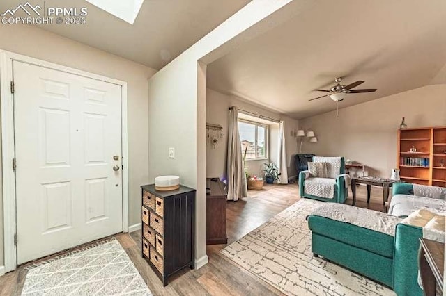 780 Foxwood Dr, Colorado Springs, CO 80911 - foyer entrance with light wood-style flooring, ceiling fan, and lofted ceiling