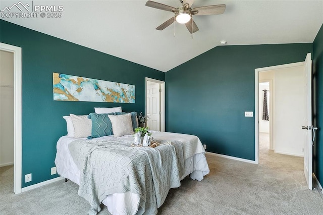 8463 Shadow Run Ln, Fountain, CO 80817 - carpeted bedroom with lofted ceiling, baseboards, and a ceiling fan