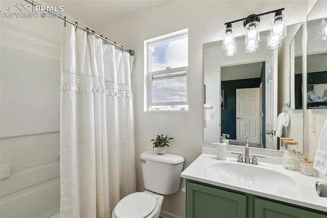 8463 Shadow Run Ln, Fountain, CO 80817 - bathroom with toilet, vanity, and curtained shower