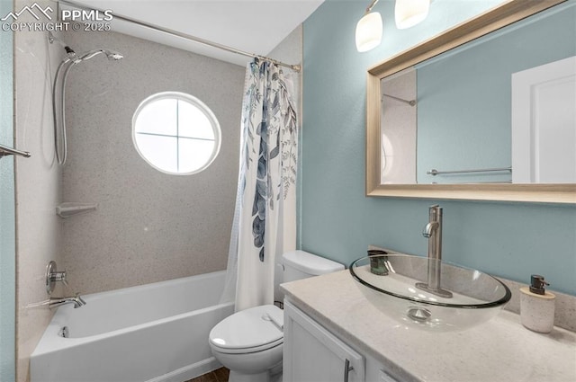 629 Golden Eagle Dr, Colorado Springs, CO 80916 - full bathroom featuring toilet, shower / tub combo with curtain, and vanity