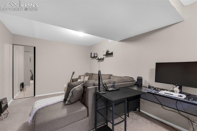 629 Golden Eagle Dr, Colorado Springs, CO 80916 - carpeted living room with baseboards and an office area