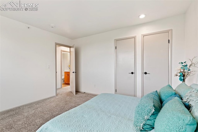 2115 Friendship Cir, Colorado Springs, CO 80904 - bedroom with light colored carpet, recessed lighting, and baseboards