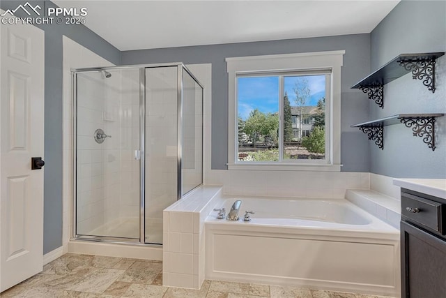 2044 Coldstone Way, Colorado Springs, CO 80921 - bathroom featuring a garden tub, a stall shower, and vanity