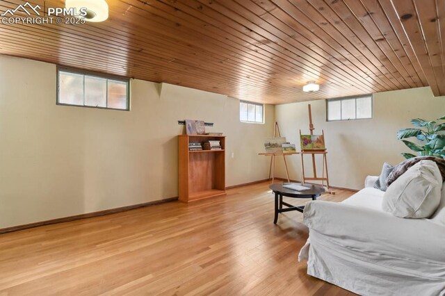 1003 N Institute St, Colorado Springs, CO 80903 - living area with wood ceiling, wood finished floors, and baseboards