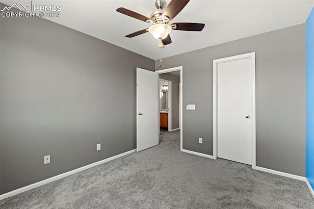 2265 Sage Grouse Ln, Colorado Springs, CO 80951 - unfurnished bedroom featuring carpet, baseboards, and a ceiling fan