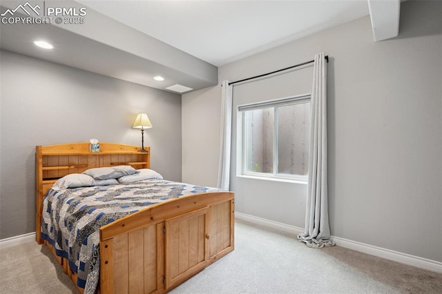 6949 Compass Bend Dr, Colorado Springs, CO 80927 - bedroom featuring light colored carpet, baseboards, and recessed lighting