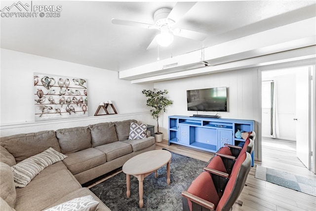 2506 Templeton Gap Rd, Colorado Springs, CO 80907 - living room with light wood finished floors and ceiling fan